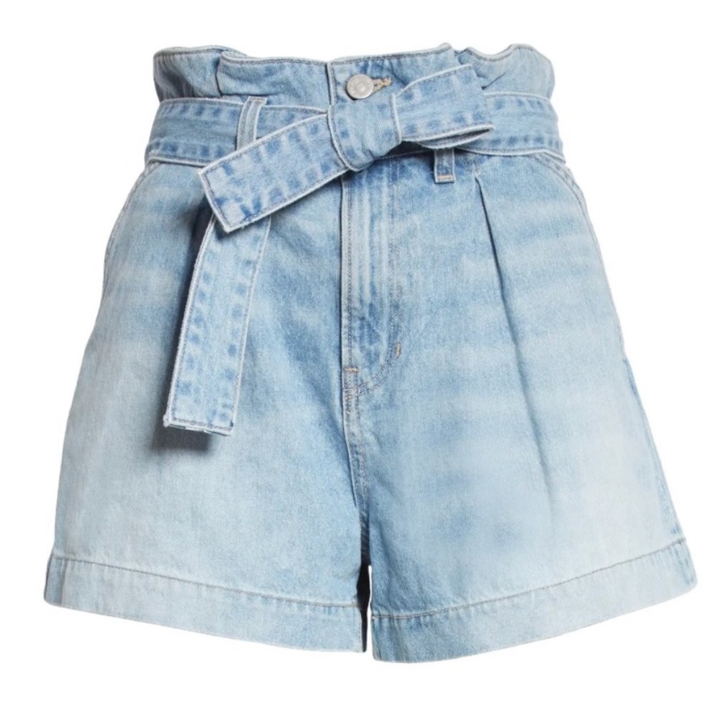 Veronica Beard Light Wash Blue Denim Paperbag Jean Shorts